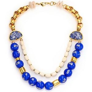 Lizzie Fortunato Society Islands Bine, Coral & Turquoise beaded gold necklace